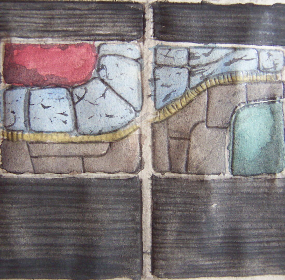 Boceto que anticipa la transición de la línea al relieve.